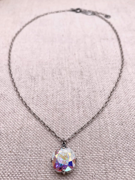 Anne Necklace - Silver with AB Crystal