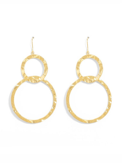 Long Double Circle Gilded Earrings - Gold