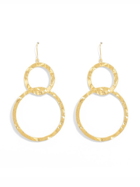 Long Double Circle Gilded Earrings - Gold