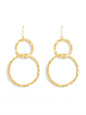 Long Double Circle Gilded Earrings - Gold