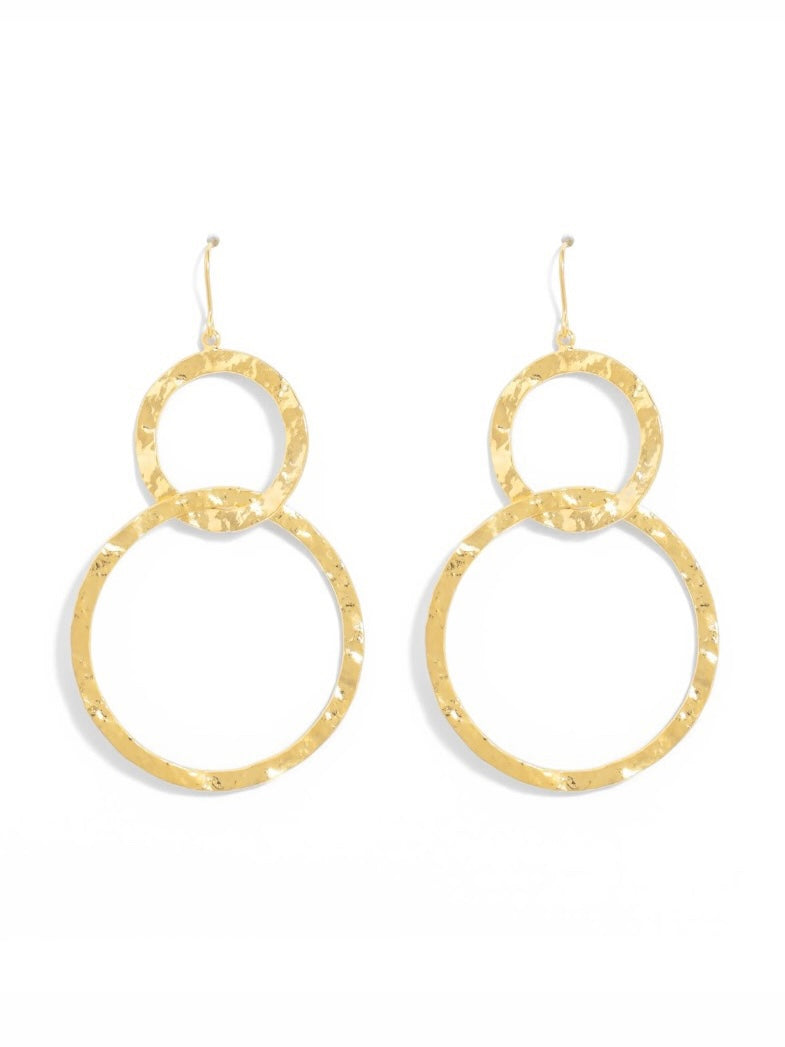 Long Double Circle Gilded Earrings - Gold