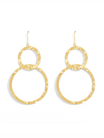 Long Double Circle Gilded Earrings - Gold