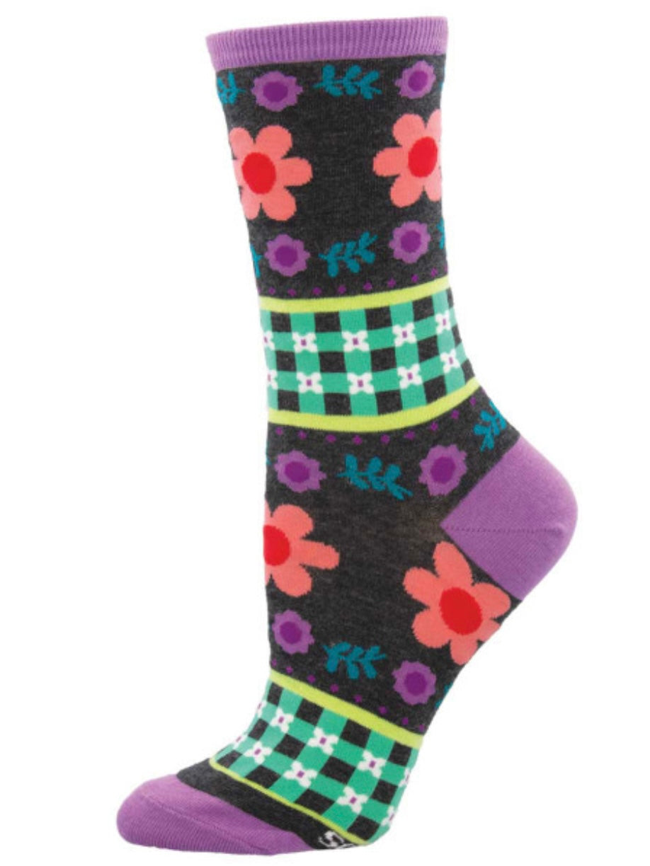 Women’s Gingham Style Socks Charcoal Heather