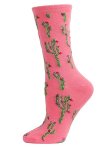 Women’s Cactus Bamboo Blend Crew Socks Confetti Pink