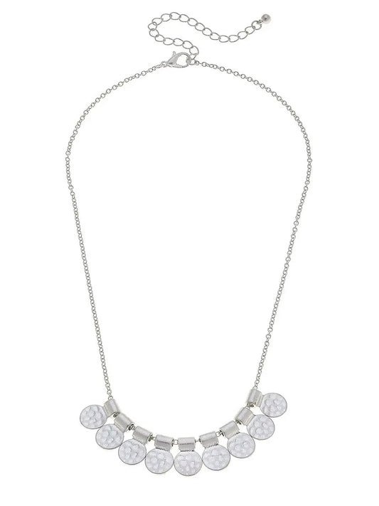 Reine Disc Necklace in Worn Silver