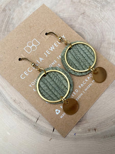 Small Circle Leather Earrings | Sage