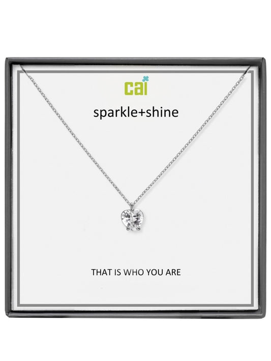 Silver Heart Sparkle + Shine Necklace