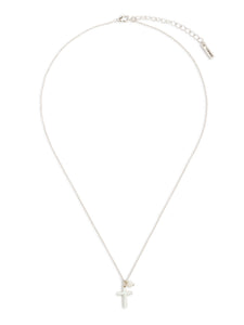 Wrapped in Prayer Dainty Cross Necklace - Silver