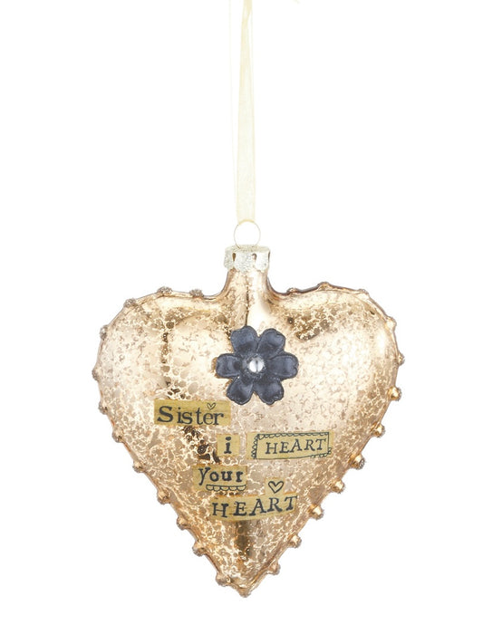 Sister Glass Heart Ornament