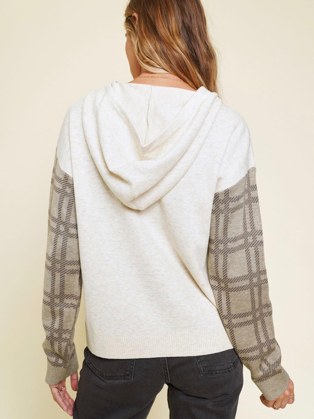 Mariam Plaid SV Hoodie - Oatmeal