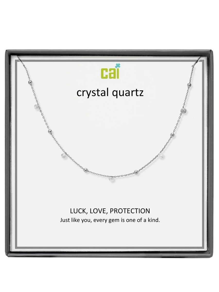 Silver Crystal Quartz Satellite Gemstone Necklace