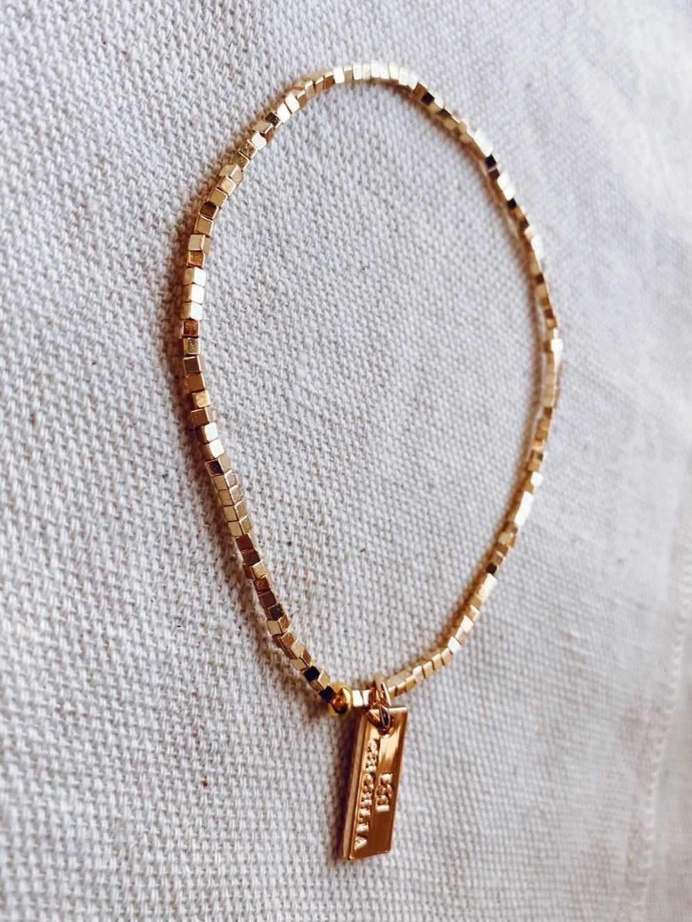 Hepburn Ankle Bracelet | 2 mm Shiny Gold Square