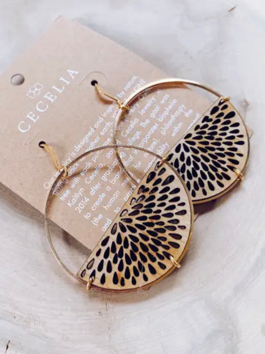 Fall Wood Earring Collection | Pomegranate Moon Gold Hoop