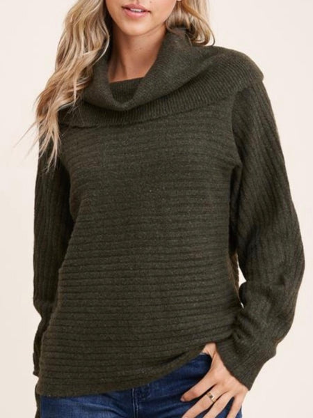 Maci Cowl Neck Sweater - Olive