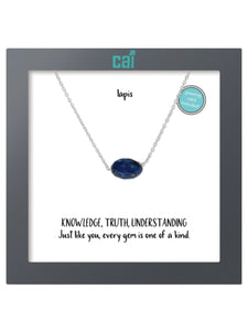 Silver Oval Lapis Necklace