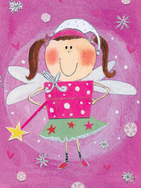 Fairy Girl with Gift, Child Birthday Girl Card