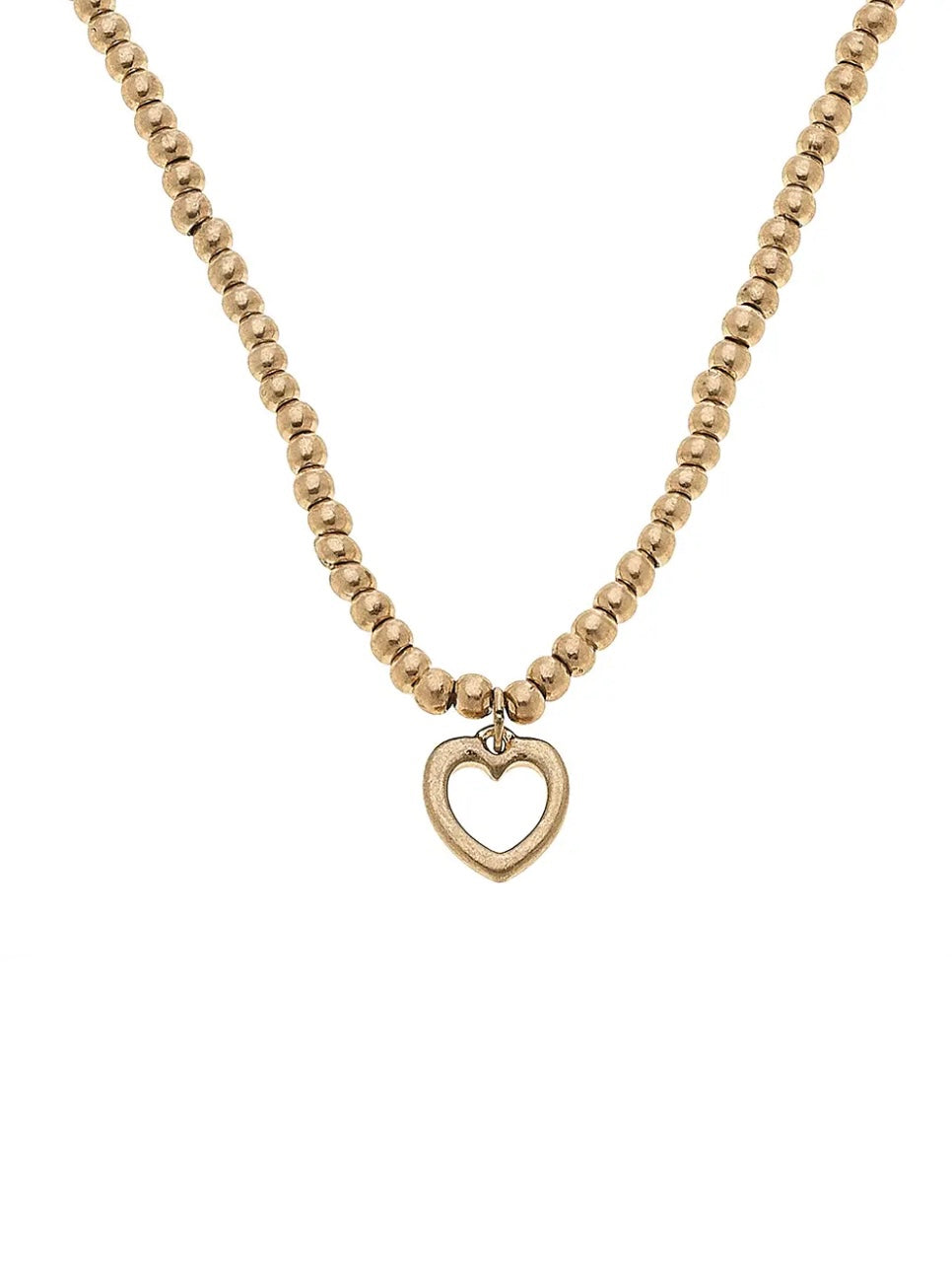 Aria Sphere Necklace in Worn Gold - Heart