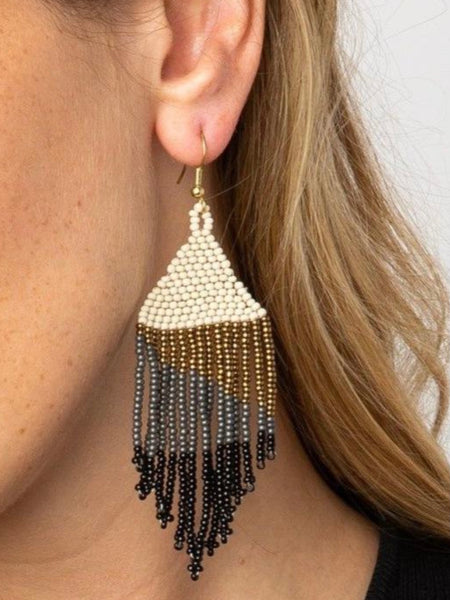 Black Ombre Seed Bead Earring