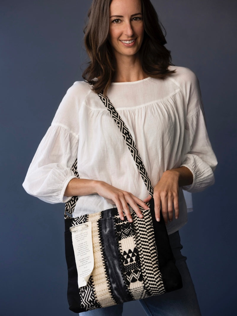 Your Journey Black and Cream Crossbody Bag