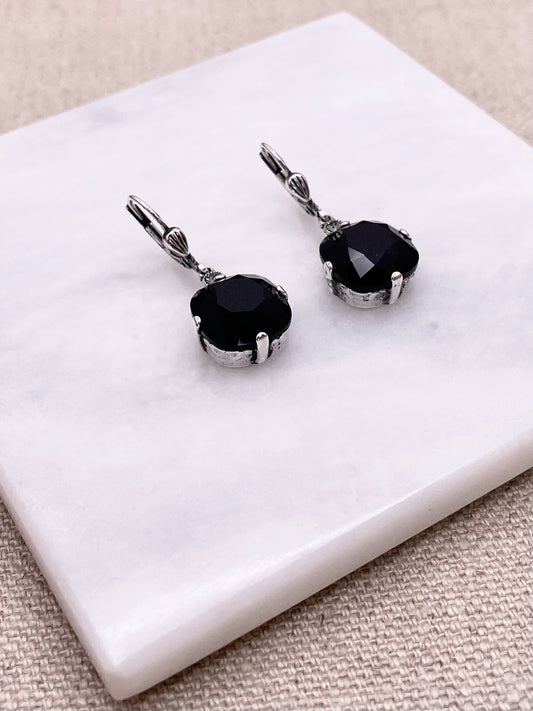 Anne Earrings - Silver with Jet