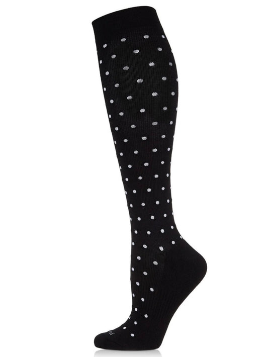 Classic Polka Dots Bamboo Blend 8-15 mmHg Compression Socks Black