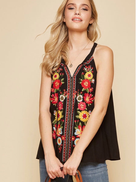 AN131530 Black Embroidered Top