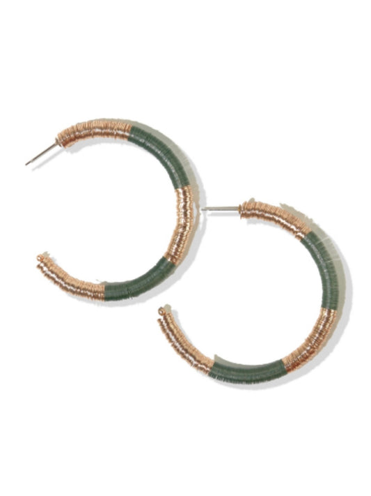 Hannah Two Color Block Hoop Earrings Emerald