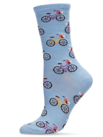 Women’s Bicycles Bamboo Blend Crew Socks Light Blue