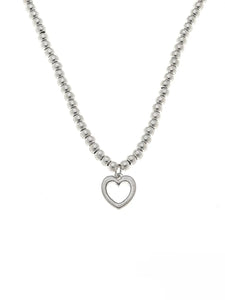 Aria Sphere Necklace in Worn Silver - Heart