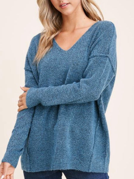 Vera V-Neck Sweater - Blue