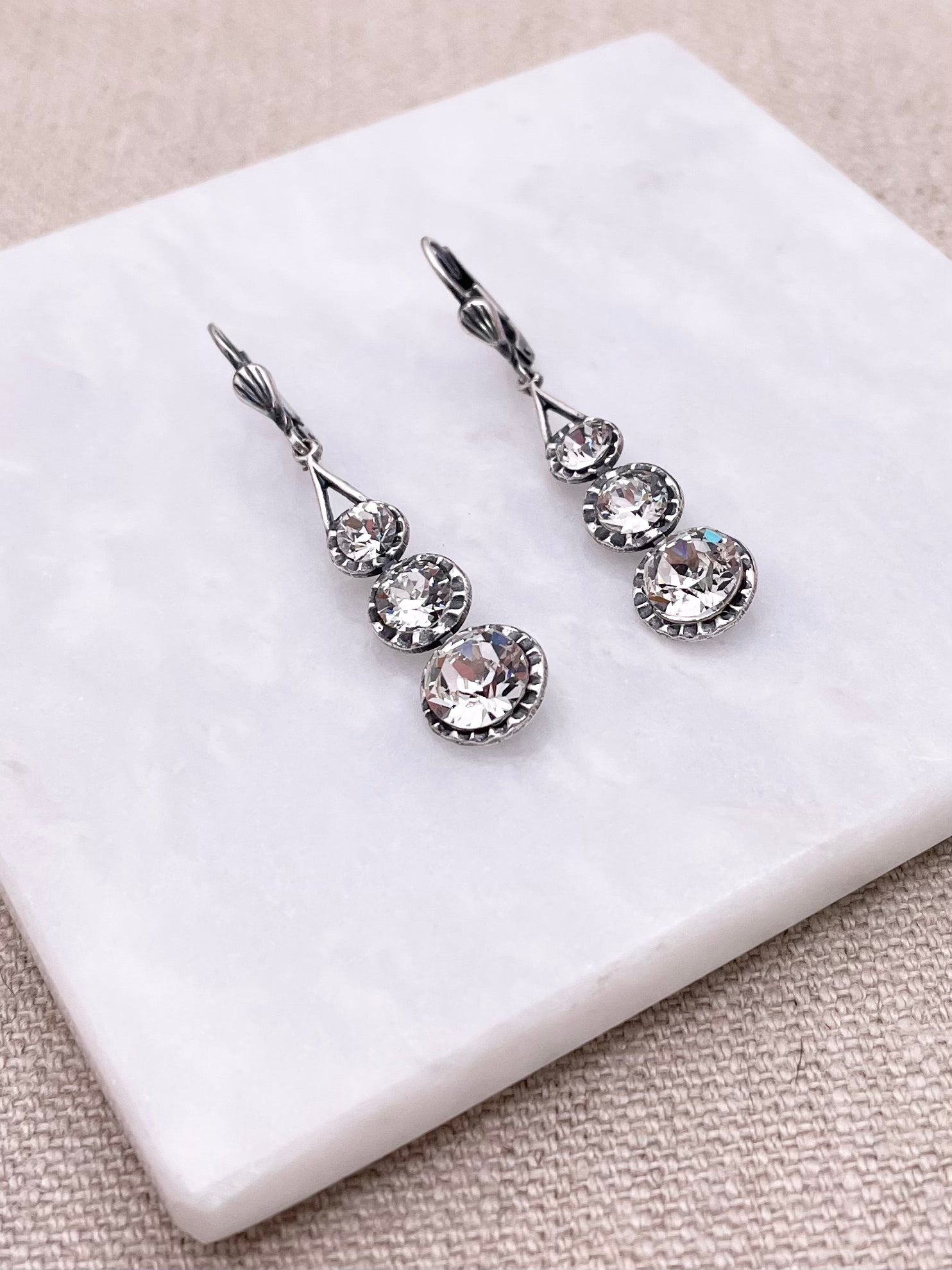 Renata Earrings - Silver with Crystal