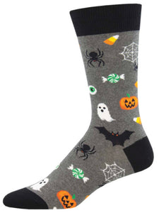 Men’s Very Spooky Creatures Socks Gray Heather