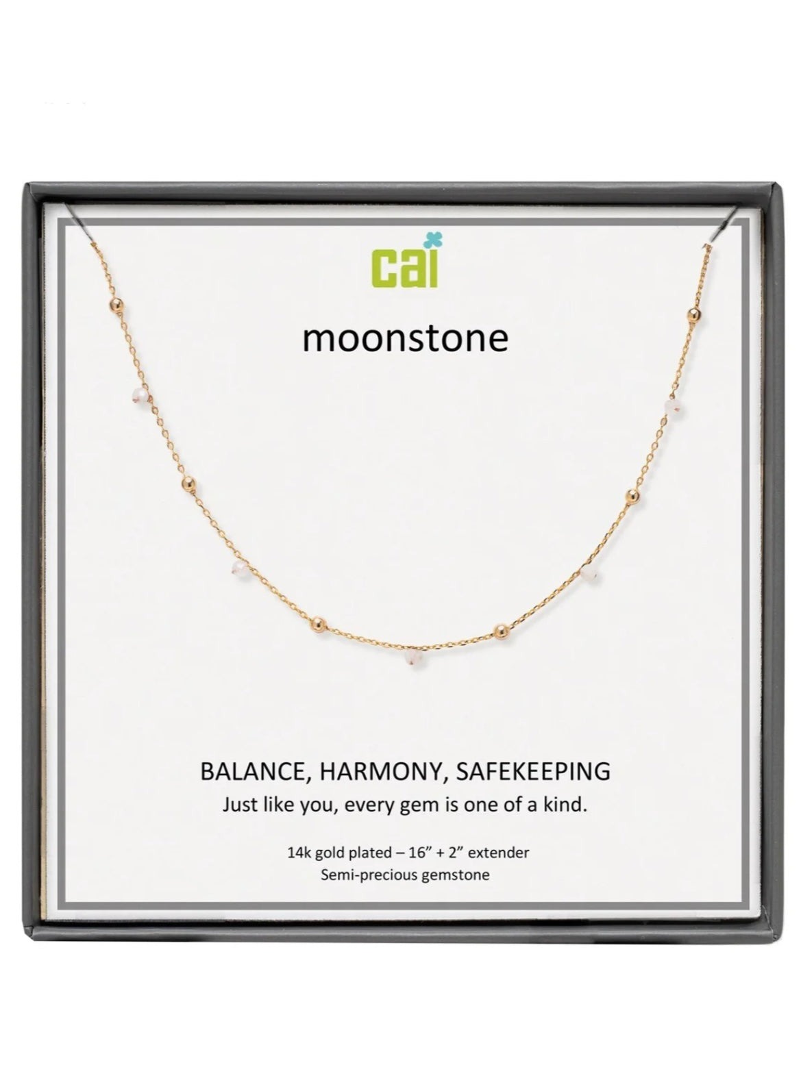 Gold Moonstone Satellite Gemstone Necklace