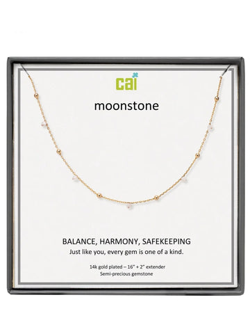 Gold Moonstone Satellite Gemstone Necklace