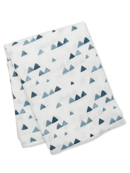Navy Triangles Swaddling Blanket