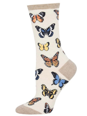 Women’s Majestic Butterflies Socks Ivory Heather