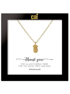 Gold Thank You Pineapple Necklace