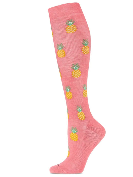 Pineapple Paradise Bamboo Blend 8-15 mmHg Compression Socks Pink