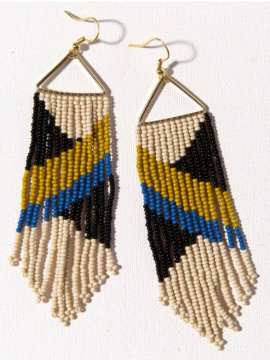 Lapis Black Citron Diagonal on Triangle Earrings