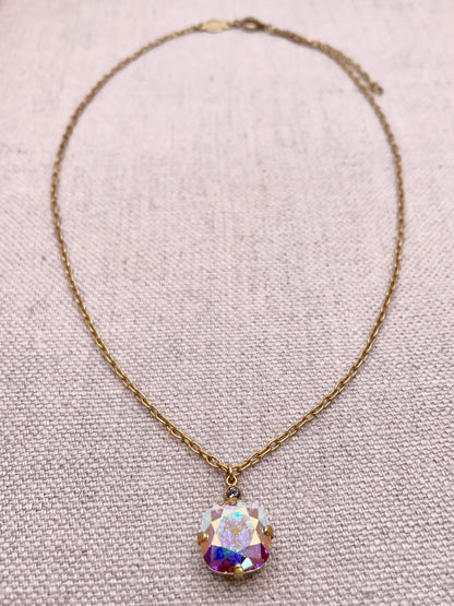 Anne Necklace - Gold with AB Crystal