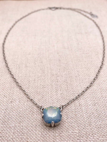 Simone Necklace - Silver with Air Blue Opal