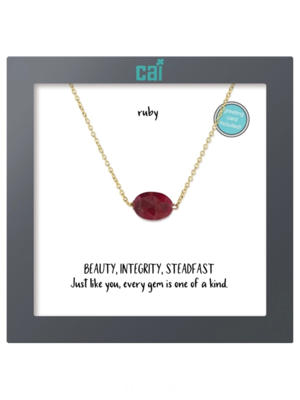 Gold Oval Ruby Stone Necklace