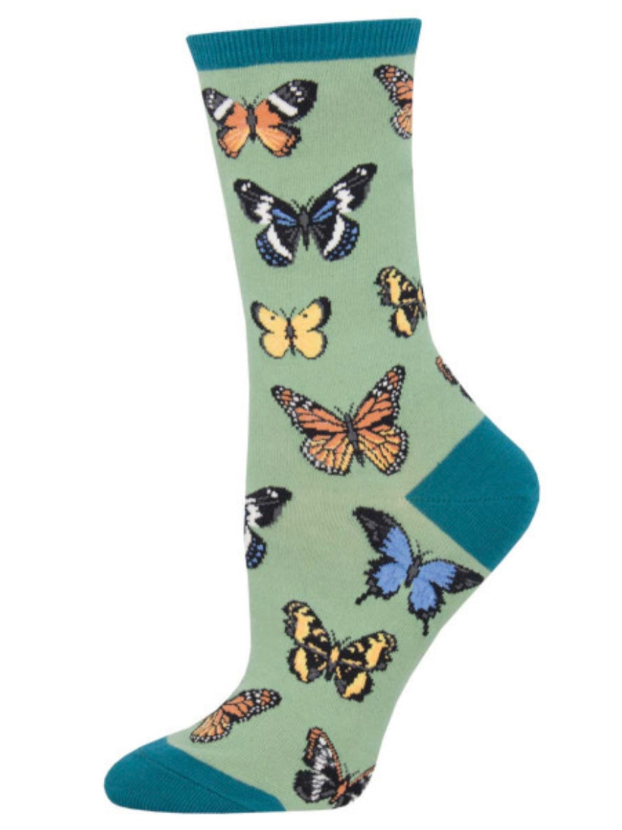 Women’s Majestic Butterflies Socks Green