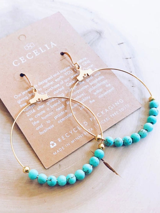 Gemstone Hoop Earrings | Turquoise Magnesite