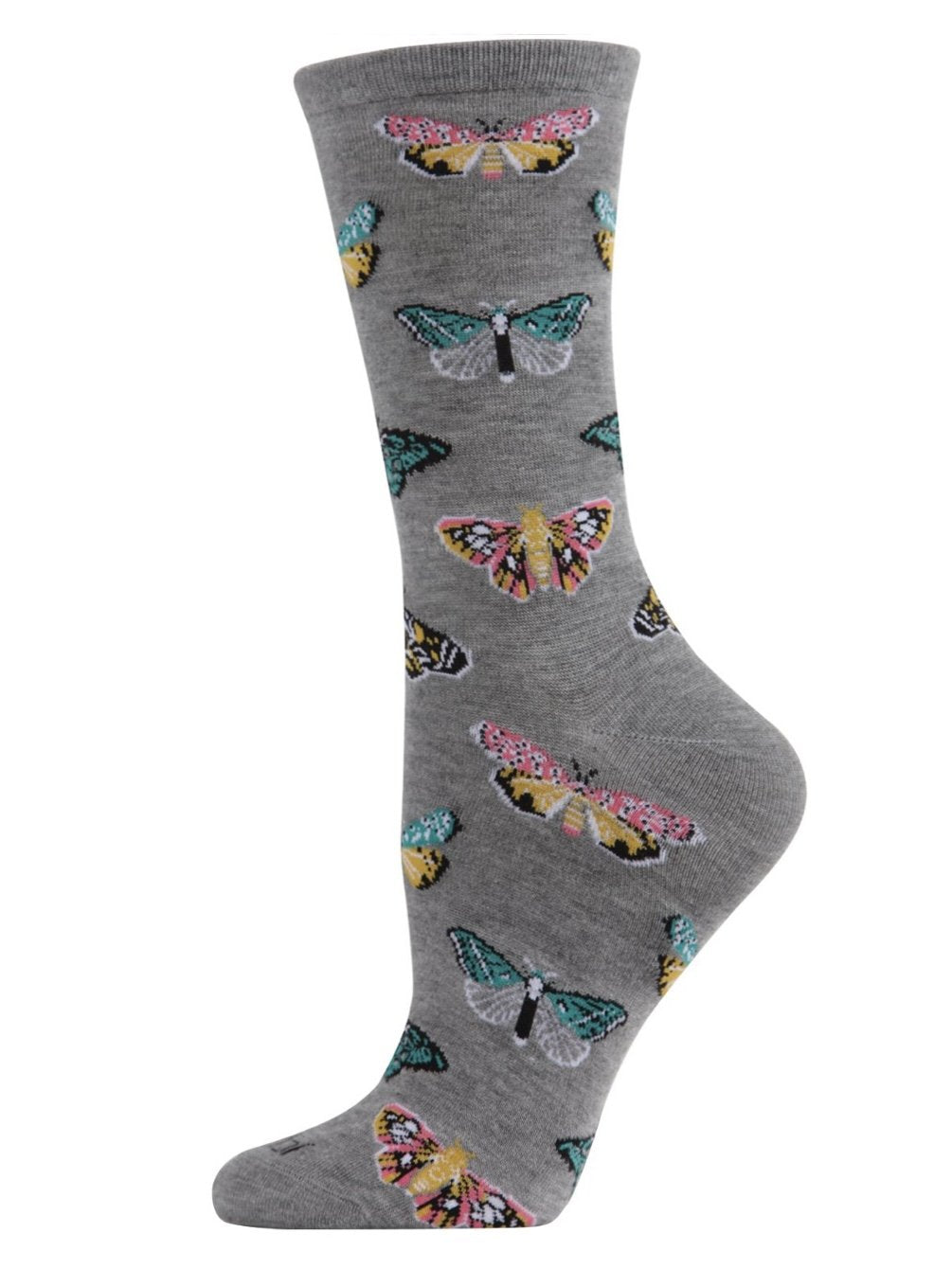 Women’s Butterfly Bamboo Blend Crew Socks Medium Gray Heather