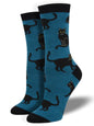 Women’s Bamboo Black Cat Socks Blue