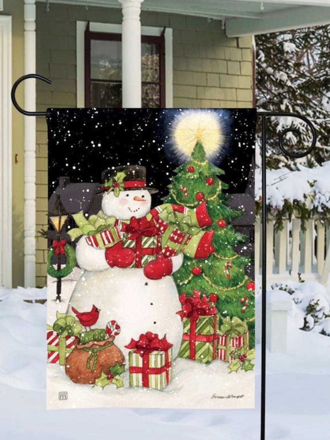 Hometown Snowman Garden Flag (Flag Stand Sold Separately)