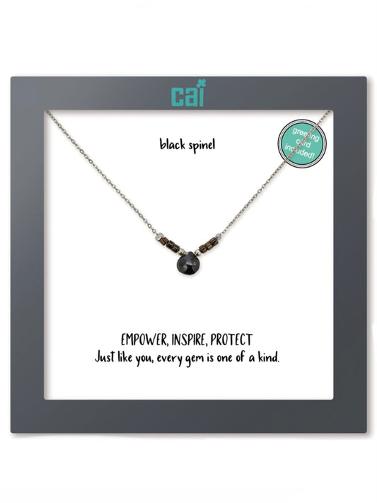 Silver Black Spinel Little Moments Gemstone Necklace