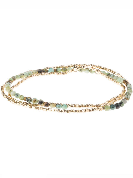Delicate Stone African Turquoise - Stone of Transformation Wrap Bracelet/Necklace