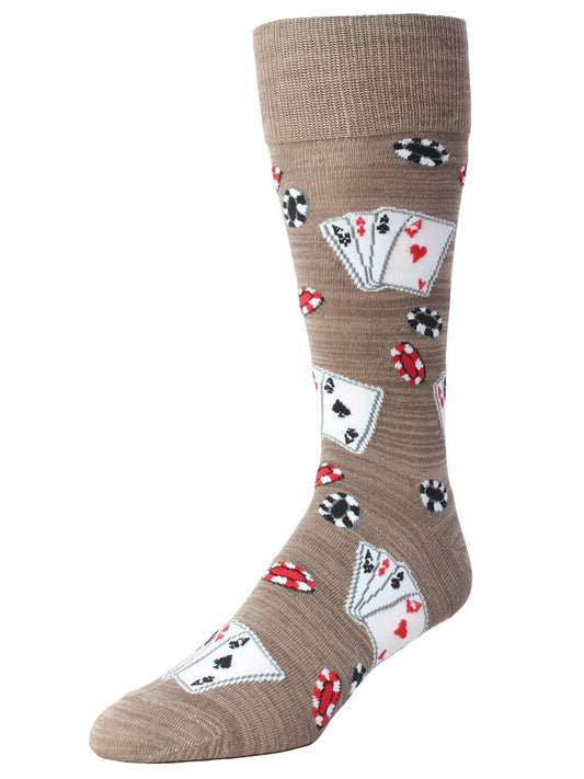 Men’s Poker Face Bamboo Blend Crew Socks Crockery